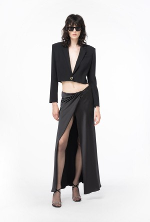 LIMO BLACK Pinko Crepe Spencer jacket | MYDYB45290