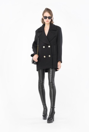 LIMO BLACK Pinko Double-breasted pea coat | MYQAV56863