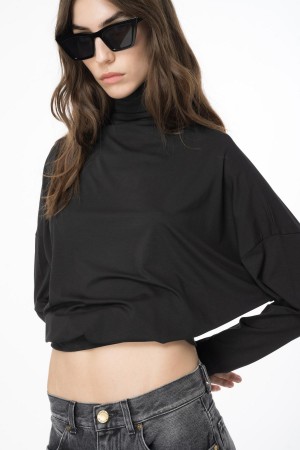 LIMO BLACK Pinko Draped turtleneck sweater | DMYKV67491