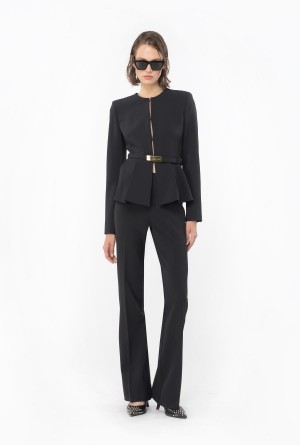 LIMO BLACK Pinko Elegant crepe blazer with belt | MYEGJ91608