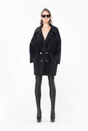 LIMO BLACK Pinko Faux fur cocoon coat | SMYVO60454