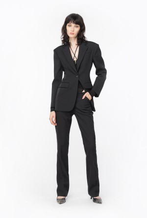 LIMO BLACK Pinko Feminine twill and satin blazer | MYCIF90338