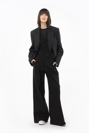 LIMO BLACK Pinko Flannel blazer with belt | MYDFL59860