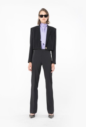 LIMO BLACK Pinko Flared crepe trousers | MYICD97960