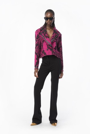 LIMO BLACK Pinko Flared flowing neoprene trousers | MYJBT57225