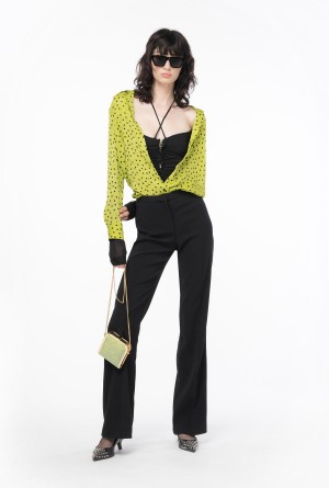 LIMO BLACK Pinko Flared full Milano trousers | MYXBR31217