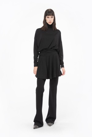 LIMO BLACK Pinko Flowing jersey turtleneck mini dress | MYXMI75325