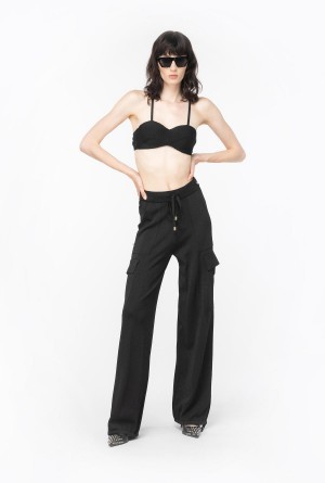 LIMO BLACK Pinko Flowing light lurex cargo trousers | YMYGT10468