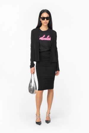 LIMO BLACK Pinko Georgette midi skirt | SMYNY38848