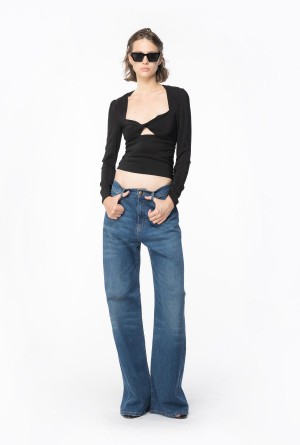 LIMO BLACK Pinko Georgette top with twist detail | AMYDF67723