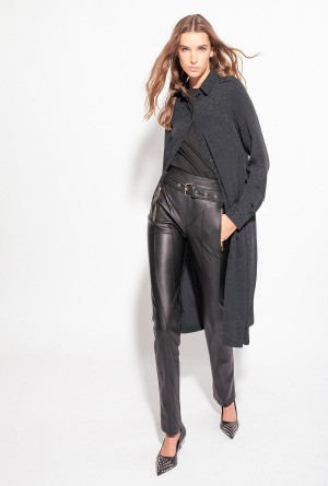 LIMO BLACK Pinko Jacquard shirt dress with logo print | MMYFT43492