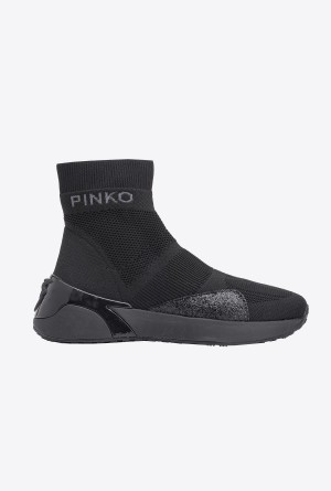 LIMO BLACK Pinko Knitted sneakers | PMYQX23616