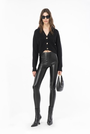 LIMO BLACK Pinko Leather-effect leggings | MYXMI16691