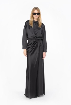 LIMO BLACK Pinko Long, elegant satin dress | MYXBR92497