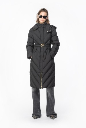 LIMO BLACK Pinko Long padded chevron jacket | MYJZR29506