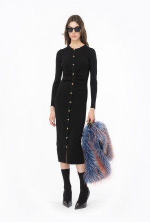 LIMO BLACK Pinko Long ribbed knit dress | AMYWC43918