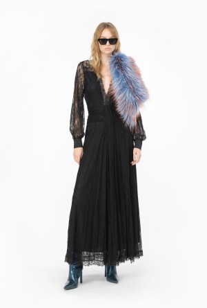 LIMO BLACK Pinko Long stretch lace dress | TMYPQ63997
