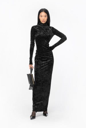 LIMO BLACK Pinko Long velvet dress with open back | SMYNY21852