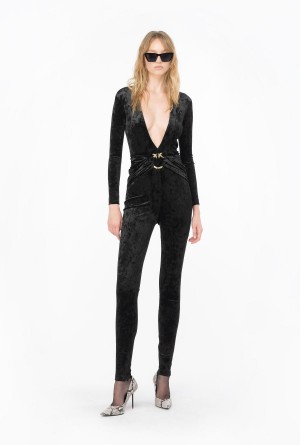 LIMO BLACK Pinko Long velvet jumpsuit | ZMYNQ59990