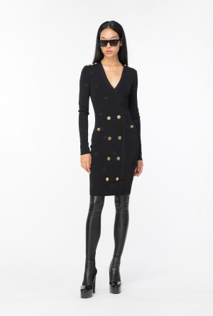 LIMO BLACK Pinko Love Birds jacquard dress | XMYGW28447