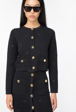 LIMO BLACK Pinko Love Birds jacquard jacket | MYQAV44746