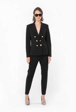 LIMO BLACK Pinko Milano-knit cigarette trousers | MMYFT24536
