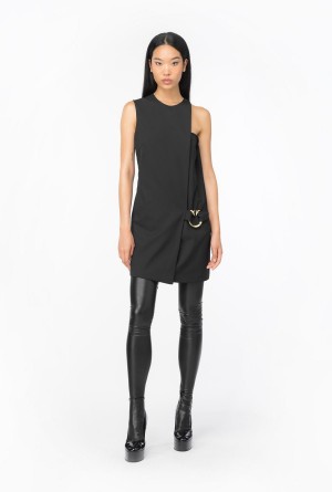 LIMO BLACK Pinko Mini sheath dress with Love Birds buckle | BMYSD94796