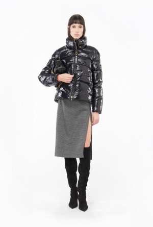 LIMO BLACK Pinko Padded crystal nylon pea jacket | MYDFL19327