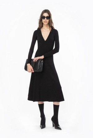 LIMO BLACK Pinko Plated knit midi dress | MYCIF39243