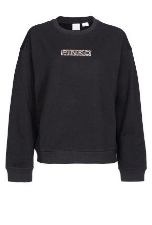 LIMO BLACK Pinko Rhinestone logo sweatshirt | TMYPQ75422
