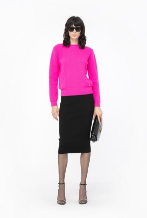 LIMO BLACK Pinko Ribbed calf-length skirt | MYJVR35928