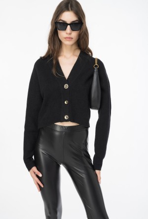 LIMO BLACK Pinko Ribbed wool cardigan | UMYND45359