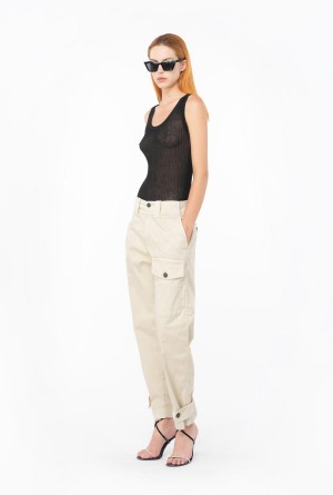 LIMO BLACK Pinko Semi-transparent ribbed vest top | AMYDF67563