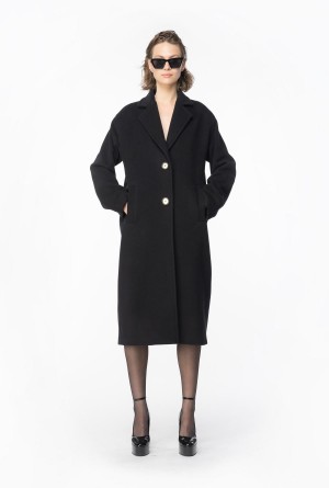 LIMO BLACK Pinko Single-breasted cashmere-blend coat | MMYFT29573