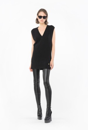 LIMO BLACK Pinko Sleeveless fine cashmere sweater | QMYUV51283
