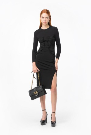 LIMO BLACK Pinko Slim-fitting dress with georgette details | PMYER41028