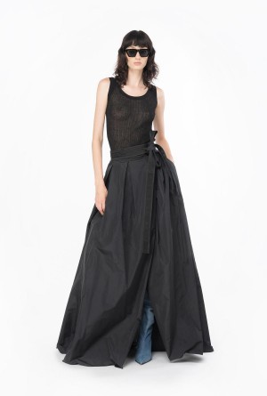 LIMO BLACK Pinko Taffeta maxi-skirt | MYZPD54089