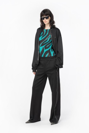 LIMO BLACK Pinko Technical fabric sweatshirt with studs | BMYSD24760