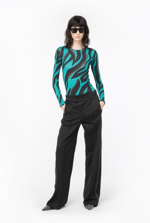 LIMO BLACK Pinko Technical fabric trousers with studs | MYEGJ20296