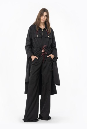 LIMO BLACK Pinko Technical twill parka with flounce | UMYTG85650
