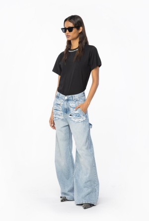 LIMO BLACK Pinko T-shirt with shiny embroidery | MYNZX74395