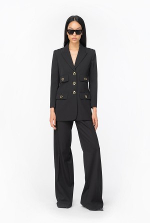 LIMO BLACK Pinko Twill palazzo trousers | BMYSO95566