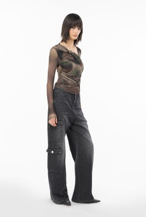 LIMO BLACK Pinko Vintage black denim cargo jeans | UMYTG16513