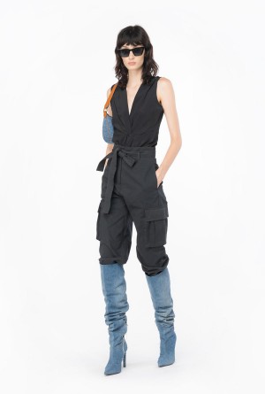 LIMO BLACK Pinko V-neck crepe top | MYJBT62724
