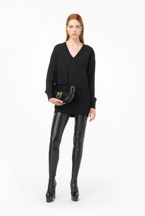 LIMO BLACK Pinko Wool sweater with ruching | MYZDE98705