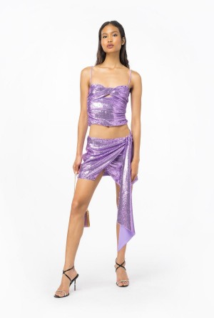 LISIANTHUS LILAC Pinko Fully sequinned mini skirt | LMYTR49080