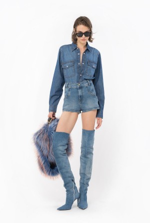 MID WASH Pinko Blue denim shirt | MYDFL62559