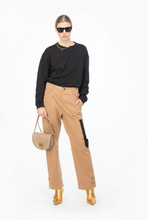 MOCHA CAMEL Pinko Cargo trousers with ribbon | MYCIF80794