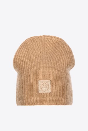 MOCHA CAMEL Pinko Cashmere beanie | MYXBR56352