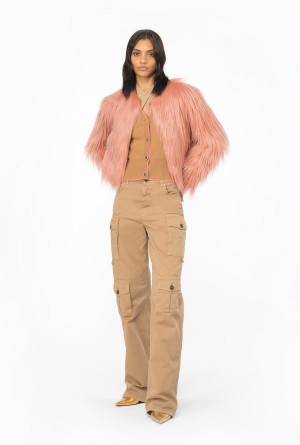 MOCHA CAMEL Pinko Gabardine cargo trousers | MYICD51370